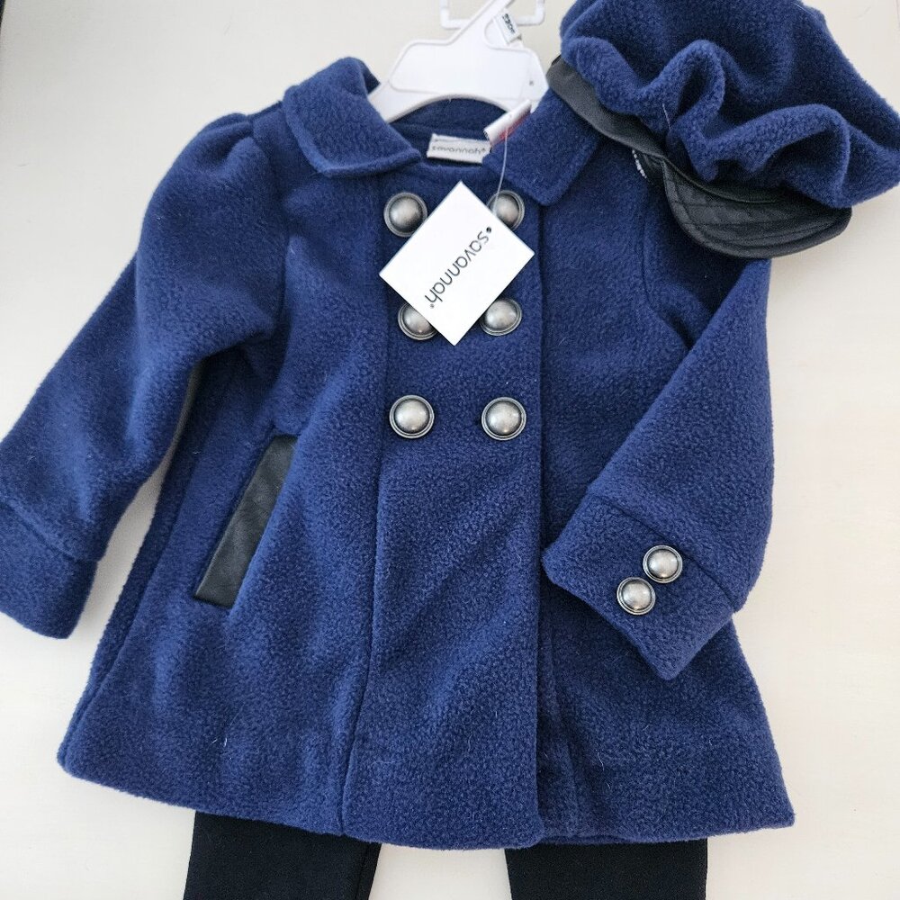Savannah Coat, Pants & Hat Set Size 18 month, NWT Navy Blue 3 Piece